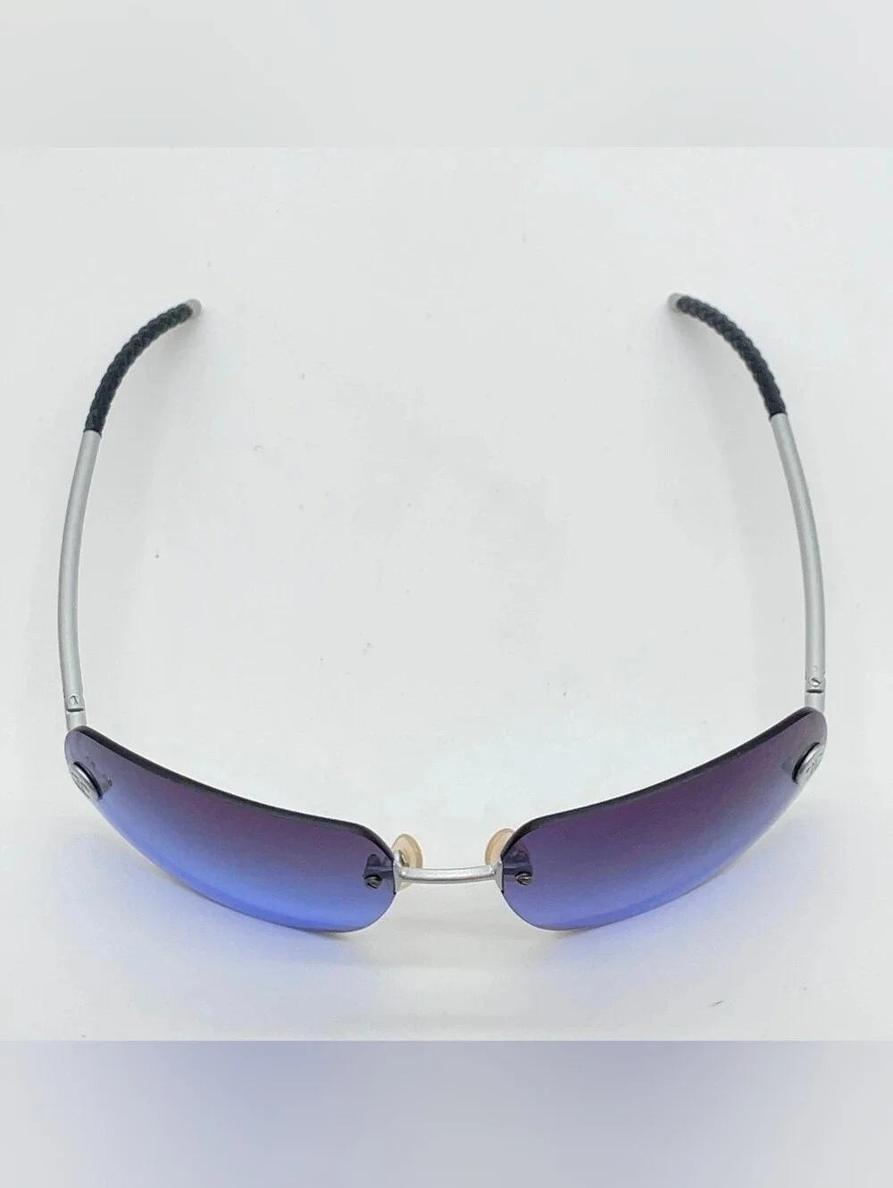 CHANEL Y2K Rimless Blue Gradient Rhinestone CC Mark Sunglasses Wbox